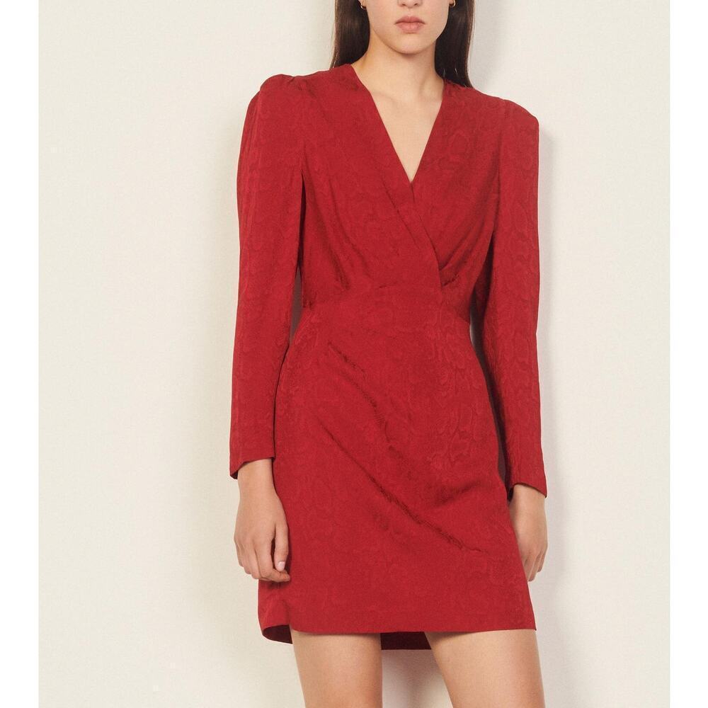 SANDRO Red Short python-effect jacquard dress sna… - image 5